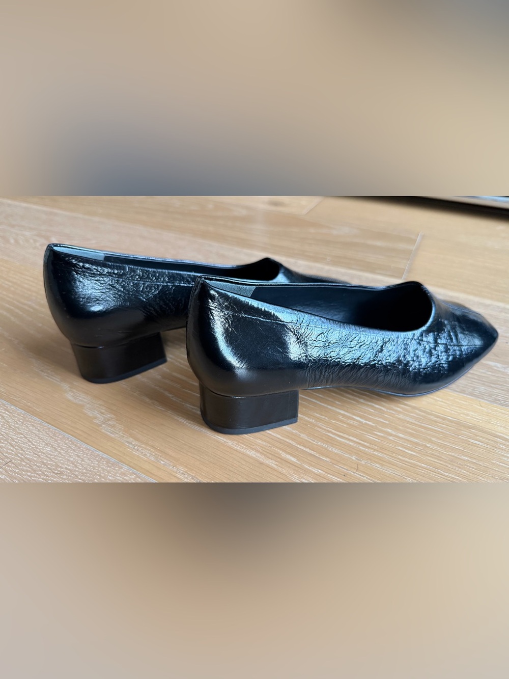 NEW Reformation Inez Black Leather Block Heel Pump 35mm Heel, sz 7.5 - Picture 9 of 13